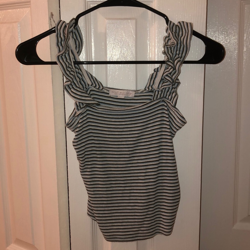 AE cute ruffled, striped tank top